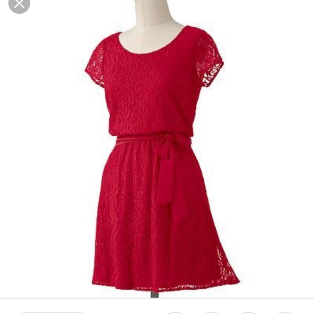 Lauren Conrad Red Lace Dress